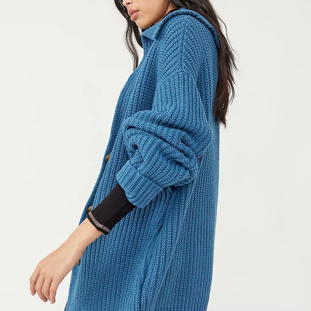 Free People Blue SwimToo Deep Knit Cardigan Preloved M Good Condition